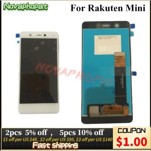 Novaphopat White Glass Touchpad For Rakuten Mini LCD Display With Touch Screen Sensor Digitizer Full Assembly