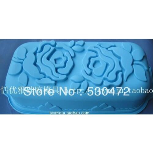 Single hole big Rectangular peony flowers silicone Cake Mold Baking mould 29*14.5*6.8CM kitchen tools