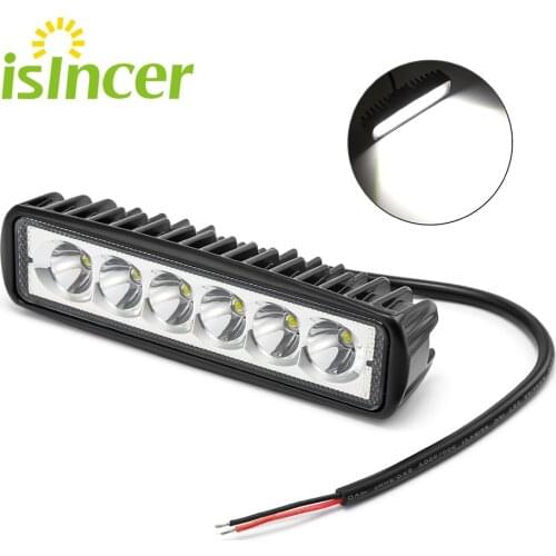 ISincer 18W 12V LED Work Light Bar Spotlight Flood Driving Light Fog Offroad Led Bar Car Lamps For Jeep Toyota SUV 4WD ATV Truck