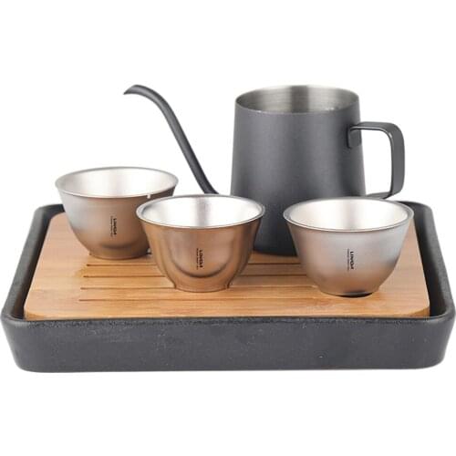 50ml Double Wall Titanium Tea Cup Mini Water Wine Cup for Home Office Camping Hiking Backpacking Equipment