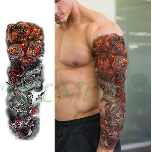 Waterproof Temporary Tattoo Sticker flower phoenix bird girl butterfly full arm fake tatto flash tatoo art tattoos for men women
