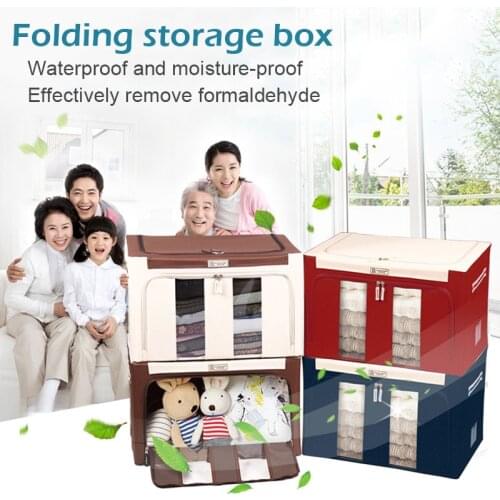 Oxford Cloth Steel Frame Storage Box for Wardrobe Clothes Bed Sheets Blanket Pillow Shoe Dressing Holder Container Organizer