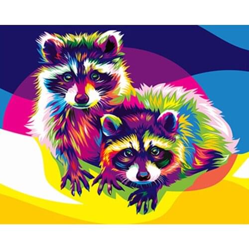 YNX new 5D diamond painting round diamond animal cross stitch square diamond DIY raccoon color diamond painting