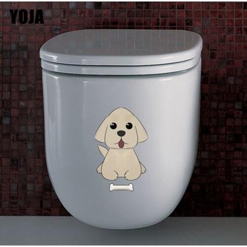 YOJA 15.2*23.3CM Smile Dog Bone BedRoom Home Decoration Toilet Sticker Cartoon Animal Wall Decal T3-0674