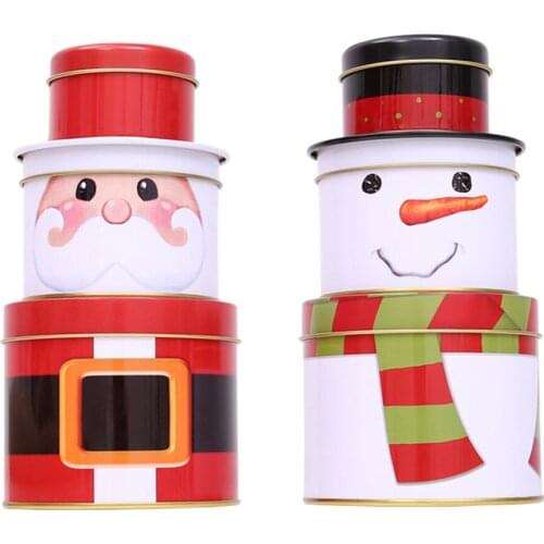 Iron Christmas Gifts Box 3PCS/set Santa Claus Snowman Design Christmas Gift Holders for Candy Apple Kids Gift Bag bolsa navidad
