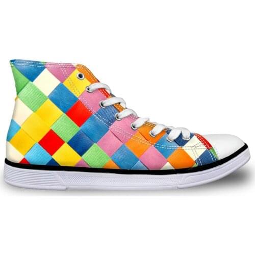 HaoYun Womens Vulcanize Shoes Peahen Arts Panting Ladies High-top Canvas Shoes Colorful Girls Lace-up Sneakers Sapato Feminino