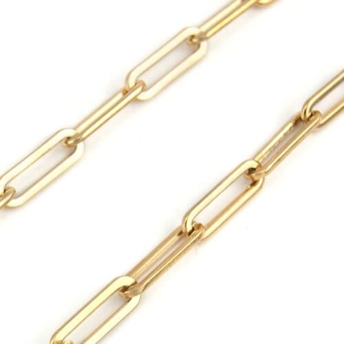 Sell in Meter Stainless steel Women Thin Necklace DIY Fashion jewelry 4mm flat wire Long O Chain No Clasp