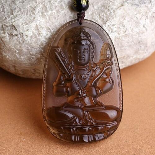 A Zodiac ox tiger patron saint of natal Buddha Bodhisattva and icy void Tibet Obsidian Pendant Jewelry