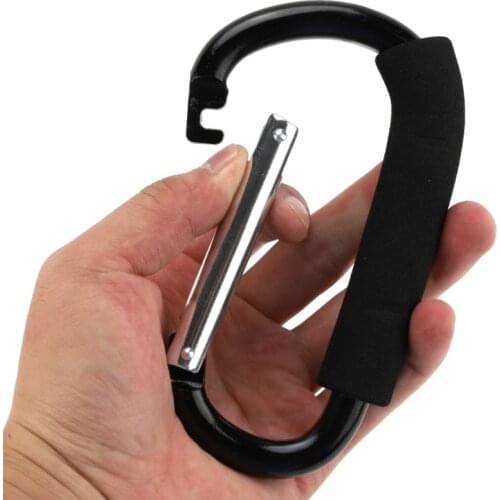 1 pc Large D-shape Aluminum Alloy Carabiner Quick-release Soft Handle Outdoor Camping Buckle Hook Keychain Clip