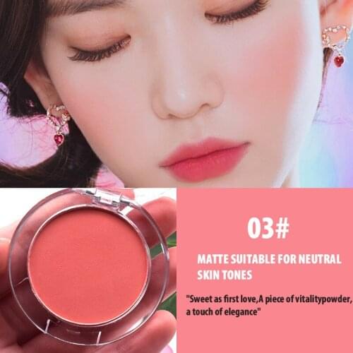 1PC Matte Textures Face Blush Pink Color Compact Powder Blush Makeup Palette Waterproof Lasting Small and Portable Makeup Blush