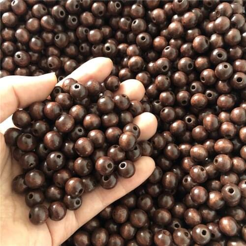 10mm Natural Wooden Beads Round Balls Wood Spacer Charms For DIY Jewelry Necklace Making Handcrafts 100Pcs/Set Dark Brown