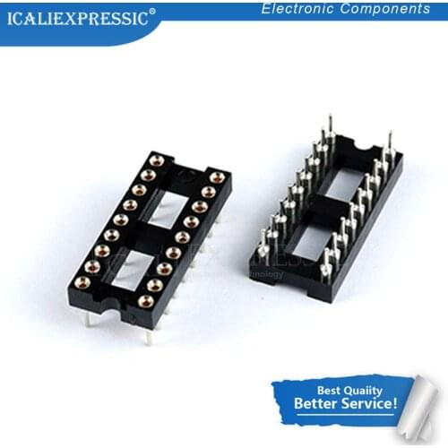 10PCS DIP-16 Round Hole 16 Pins 2.54MM DIP 2.54 DIP16 IC Sockets Adaptor Solder Type 16 PIN IC Connector