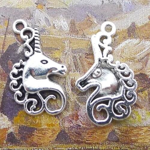 10 pieces/lot 27*16mm Antique silver color Metal Unicorn Charm Necklace Pendant bracelet key chain DIY accessory Jewelry making