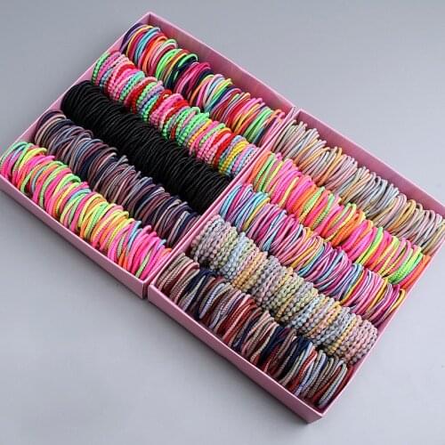 100Pcs/Lot 3CM Hair Accessories Girls Elastic Rubber Band Nylon Hair Band Kids Baby Ponytail Headband Scrunchie Fashion Headwear