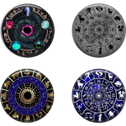 5pcs16mm20mm25mmWiccan Constellations Of The Zodiac Wicca Pagan Handmade Photo Glass Drop Style Cabochons Jewelry Accessories