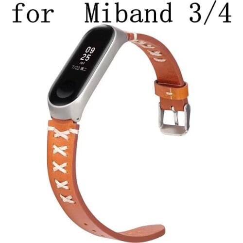 50pcs Fashion Leather Black brown Case SmartWatch band for Xiaomi Mi Band 4/3 strap For xiaomi mi band 4 bracelet Miband 4 Strap