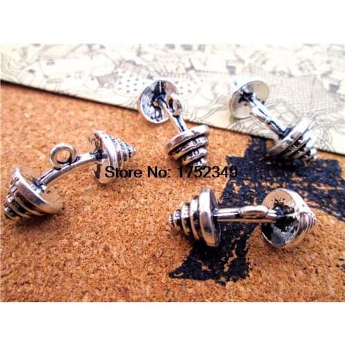 7pcs--Barbell Charms Antique Tibetan silver Barbell Charms pendants ,DIY Supplies 20mm x 9mm