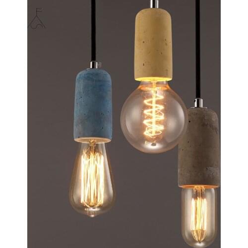 American Country Colorful Cement Concrete Retro Led Pendant Lights Bedroom Corridor Restaurant Hall Hotel Bar Salon Hanging Lamp