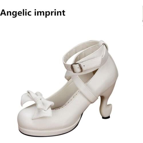 Angelic imprint woman mori girl lolita cosplay shoes lady high strange style heels pumps women princess dress party shoes 34-44