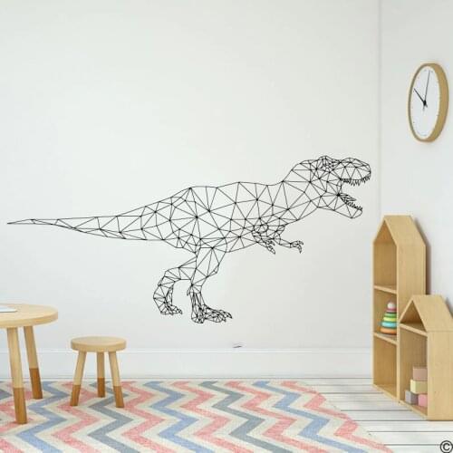 Large Abstract Geometric T-Rex Dinosaur Wall Sticker Boy Room Kids Room Geometric Dinosaur Jurassic Park Animal Wall Decal Art