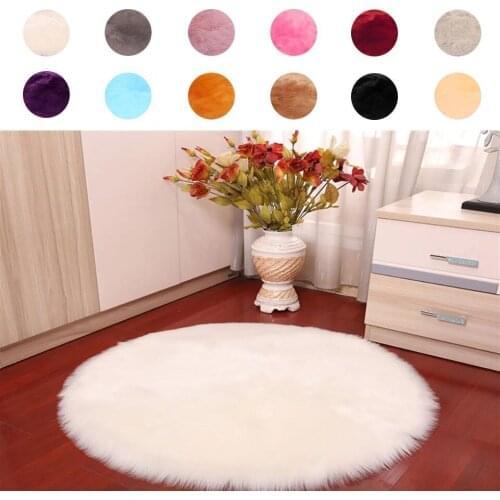 Big Round Carpet DIY White Fluffy Furry Rug Soft Artificial Wool Sheepskin Carpet For Bedroom Living Room Floor Mat Cutting