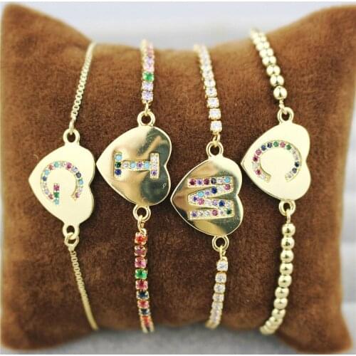 10pcs Handmade cz letter bracelet, cz harm connector jewelry wholesale,cheap handmade fashion bracelets