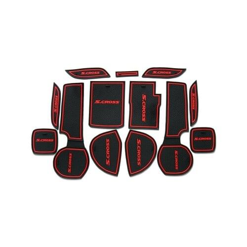 Cup Mats Anti Slip Door Groove Mat Sticker For 2014 2015 2016 Suzuki SX4 S-Cross S Cross Gate Slot Pad Non-slip Car Accessories