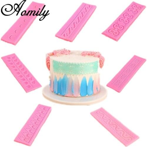 Aomily Flower Cake Mold Lace Wave Pattern Fondant Chocolate Mold Cake Decorating Tools Soap Mould Baking Accessories