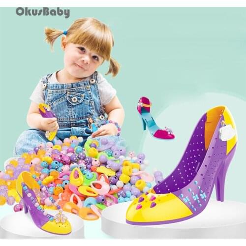 Children DIY Pretend Play Kid Make Up Shoes Decoration Bead Makeup Set Simulation Plastic Toy For Girls Dressing Cosmetic Box