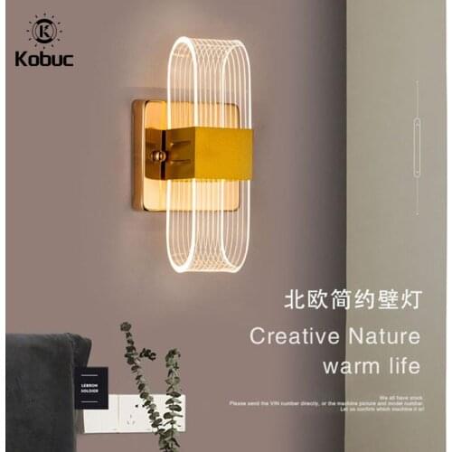 Kobuc Bedroom LED Wall Light 1/2 Head Sconces 12/24w Black Gold for Hotel Aisle Indoor Home Decor Lamp 3 Color Dim Wall Mounted