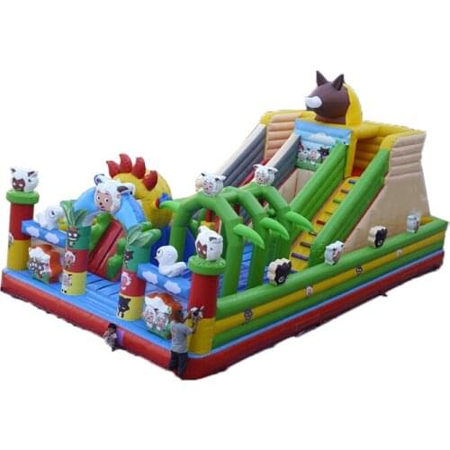 Commercial outdoor inflatable jumping castle inflatable fun city inflatable zoo bouncy castle for kids