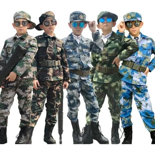 Childrens Clothing Set Jacket+terousers+cap+belt Halloween Military Uniform Teenager Boys Combat Shirt High Quality Army Suit