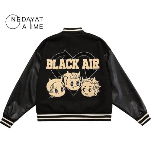 Fashion Hip Hop Jacket Men Colorful Furry Children Patch Bomber Coats Autumn Hipster Cool Streetwear Couple High Street Outwear