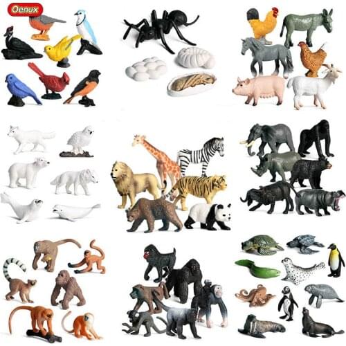 Marine Organism Wild Animal Model Birds Zebra Horse Giraffe Gorilla Shark Whale Turtles Figurine Action Figures Kids Toys Decor