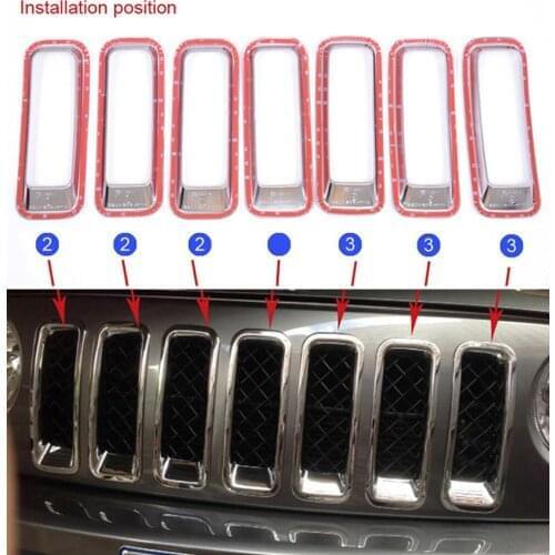For Jeep Patriot 2011 2012 2013 2014 2015 2016 2017 ABS Chrome Front Center Grilles Covers Trim Grill Decorative Frames