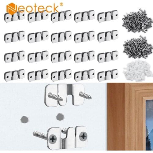 Neoteck 20set furniture flush mounting bracket segmented interlocking connector photo frame mirror panel Z-clamp stainless steel