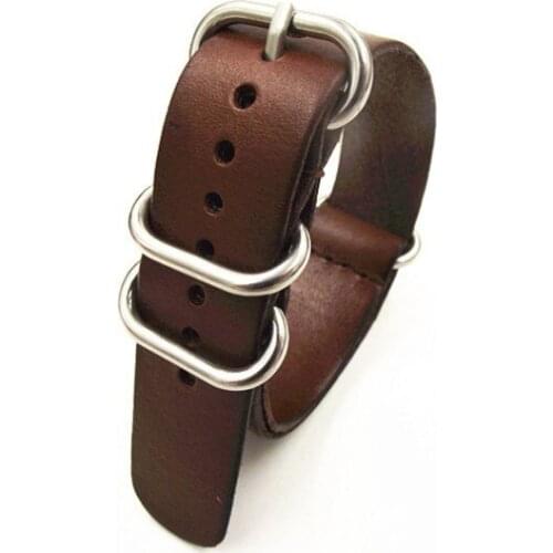 Wholesale 10PCS/lot High quality 18MM Nato strap genuine leather coffee color Watch band NATO straps zulu strap watch strap-0211