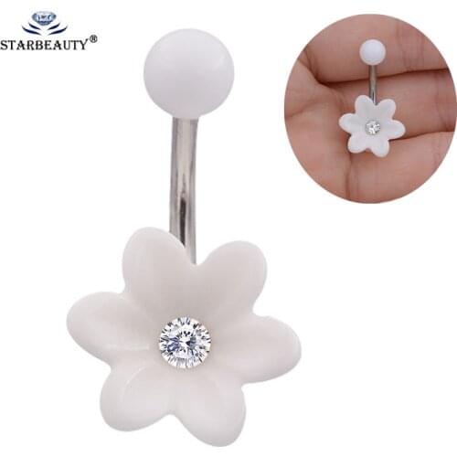 Pure White Lotus Belly Piercing Nombril Bijoux Belly Button Rings Flower Navel Piercing Ombligo Sexy Belly Dance Pircing Earring