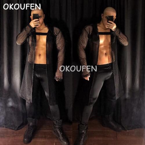 Bar DS costumes tide new men and women dj night field atmosphere hip hop dance team perspective long coat cloak