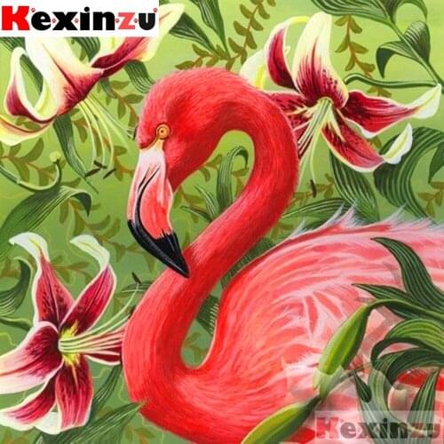 Full Square/Round 5D DIY Diamond Painting"Red flower flamingo"3d Embroidery Kit Cross Stitch Rhinestone Mosaic Home Decor Gift Y