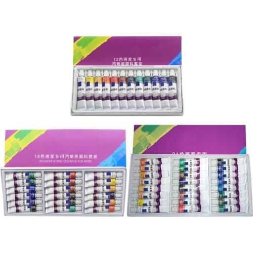 12/24 Colors 12ML Tube Acrylic Paint set Professional Hand Painted Wall Paint Artist Draw Art Painting Drawing Tools Pigments