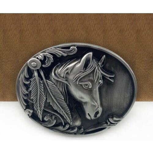 BuckleClub wholesale retro zinc alloy western horse head belt buckle jeans gift belt buckle FP-02209-3 for 4cm width loop
