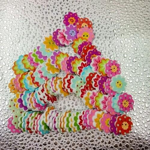100s Colorful Petal Flower Shape Wood Knob Buttons Kids Buttons