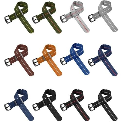 Elastic French Troops Parachute Bag For Tudor Nylon Nato Watch Strap Silver Black Buckle 20mm 22mm For Each Brand Watch Band