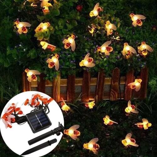 Merry Christmas Lights Outdoor Bee 5M/10M Solar Led Light Garland Street Fairy Lights Luces De Navidad 2020 Christmas Decoration