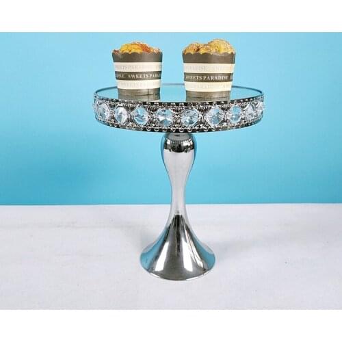 1pcs silver cake stand crystal Birthday party Golden Crystal Wedding Crystal Round Metal