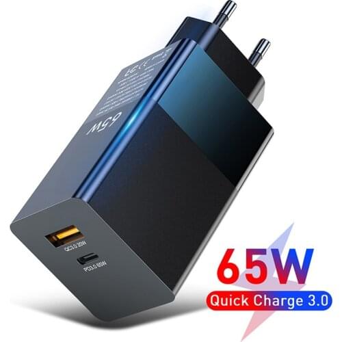 65W GaN Fast Charger PD USB QC 3.0 4.0 Wall Universal Charging Adapter for iPhone11 Pro XS XR Xiaomi for Huawei Samsung S9 phone