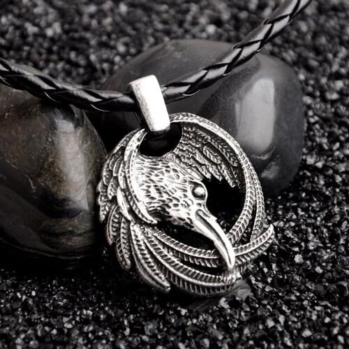 Slavic Jewelry Hollow Preying Bird Pendant Necklace Men Engraved Charm Pendant Rope Chain Necklace For Men Necklace Gifts