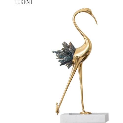 Light Luxury Modern Crystal Crane Decoration New Chinese Home Living Room Wine Cabinet TV Cabinet Soft Decoration Decoration