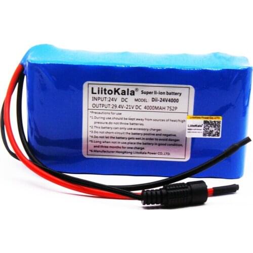 LiitoKala 7S2P 24V 4Ah 18650 Battery pack 29.4V 4000mAh Rechargeable Battery Mini Portable Charger For LED/Lamp/Camera